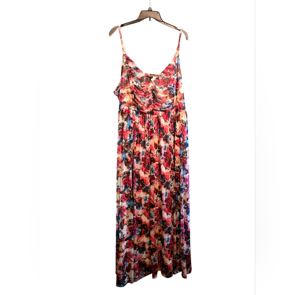 Torrid 5 Maxi Floral Sheer Dress Spaghetti Straps Lined 5X NWOT - Picture 2 of 7